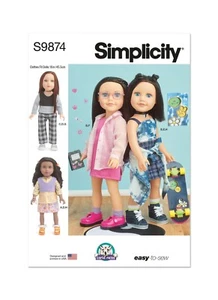 Simplicity Pattern   S9874/R12004  18" Doll Clothes  Assorted Styles - Picture 1 of 4
