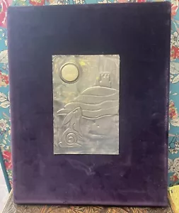Tor Gazing Hare Devotional Plaque Glastonbury Tor Metal Wall Art Purple Velvet - Picture 1 of 4