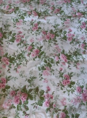 1 Pink Roses Floral Ruffle Pillow Sham Romantic Cottage 100% Cotton Euro - Image 1 of 4