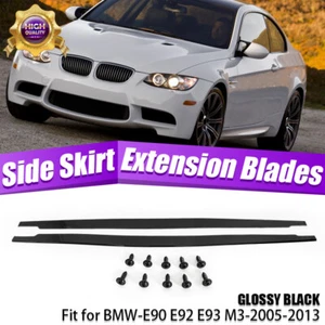 For BMW E90 E92 E93 M3 2005-2013 Extension Rocker Lip Side Skirt Splitter Black - Picture 1 of 12
