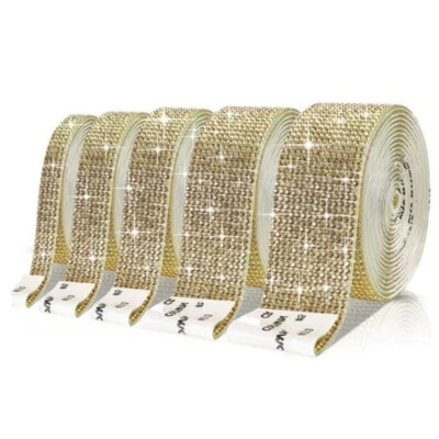 5 Yardas Brillante Cinta de Estrás Tiras Autoadhesivas Cristal Adhesivo Disfraz Foto 1 de 4