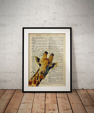 Cute Giraffe Watercolour Dictionary Poster Posters Print Prints Art Gift Gifts