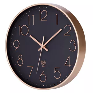30CM Radio-Controlled Wall Clock Hanging NO Tick Chiming Clock Round Wallclock - Picture 1 of 9