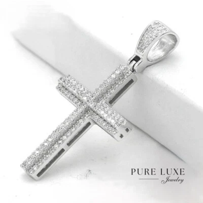 Colgante brillante de 41 mm de plata de ley 925 para hombre con circonita cúbica*unisex*caja Foto 1 de 3