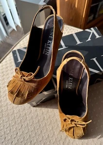Anne Klein Suede Sling Back Butterscotch Sz 7.5 - Picture 1 of 4