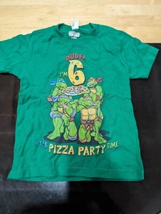 TMNT "dude i'm 6 it's pizza party time," green shirt sz xs - Picture 1 of 5