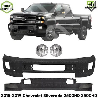 Front Bumper Paintable & Fog Lights Kit For 2015-19 Chevy Silverado 2500 HD 3500 — 第 1/4 张图片
