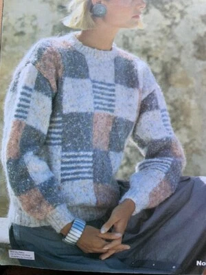 LS072 KNITTING PATTERN EASY KNIT LADIES PATCHWORK SWEATER Size 30 - 40 INS - Image 1 of 2