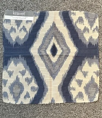Kravet Thom Filicia Fabric Sample 12” x 11.75” Rigi Ink Blue Diamond Crafts - Image 1 of 4