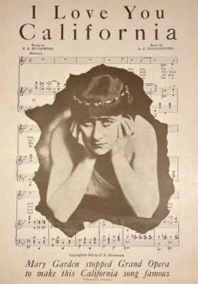 I Love You California cantante d'opera Mary Garden spartiti CA - Immagine 1 di 3