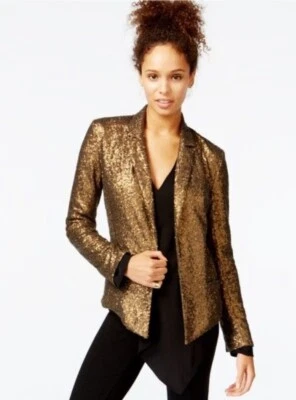 NWT Rachel Rachel Roy Women Gold Sequin Blazer Jacket Size 0 Open Front $179 - Image 1 of 4