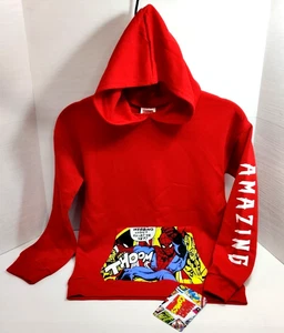 Marvel Comics Spider-Man Soft Red Fleece Lightweight Hoodie Youth Boy's 8 NWT - Picture 1 of 11