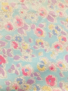 Watercolor Pastel Flowers on Lt Blue VTG Cranston Millworth Fabric 3Y x 58" W** - Picture 1 of 4