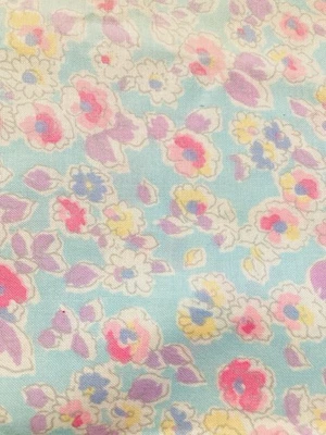 Watercolor Pastel Flowers on Lt Blue VTG Cranston Millworth Fabric 3Y x 58" W** - Image 1 of 4