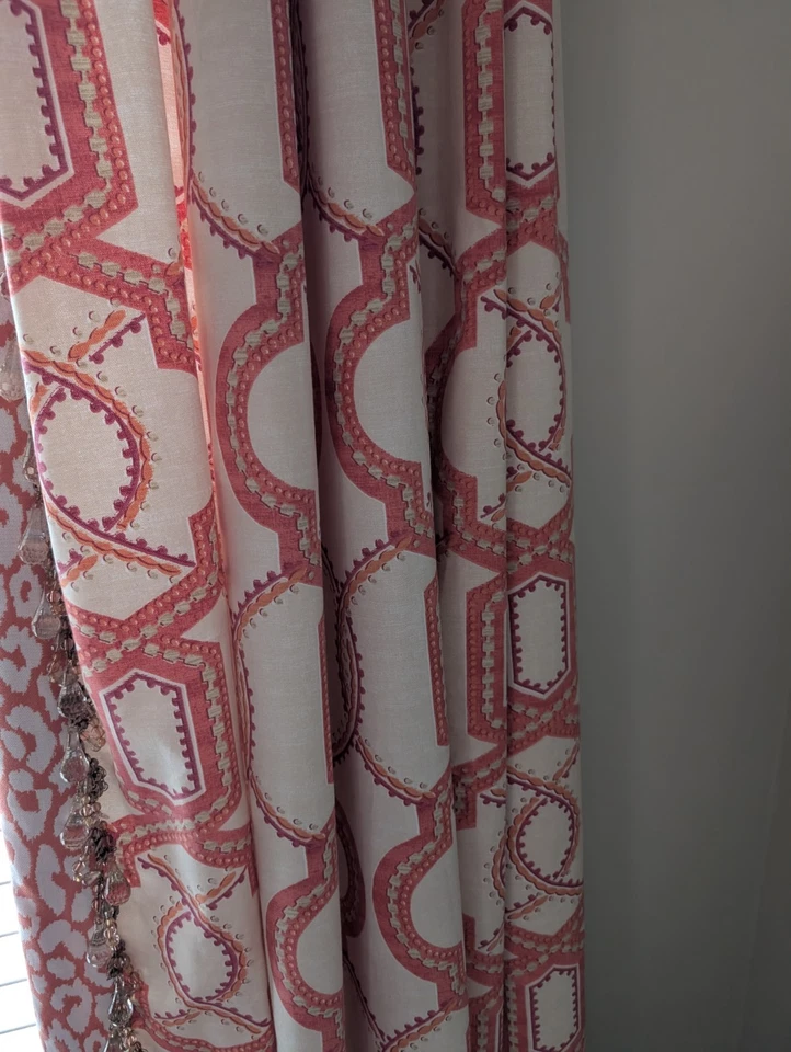 Cortinas personalizadas 4 paneles cada uno mide 60" X 88" pellizco pliegue + forrado + borde de cuentas Foto 1 de 4