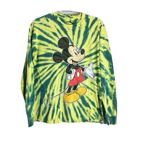 T-shirt Topolino Disney tie dye manica lunga adulto piccolo verde giallo - Foto 1 di 4