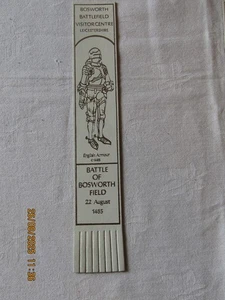 LEATHER BOOKMARK IN WHITE BOSWORTH BATTLEFIELD VISITOR CENTRE LEICESTERSHIRE. - Picture 1 of 1