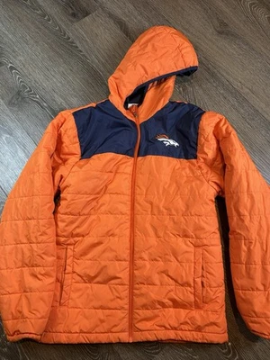 Ropa del equipo NFL Denver Broncos Puffer Chaqueta Cremallera Completa Juvenil XL Naranja Bolsillos Foto 1 de 4