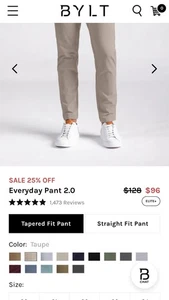 BYLT Premium Basics Everyday 2.0 Pants Mens Size 32 Regular Taupe MSRP $128 - Picture 1 of 8