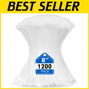 Self-Locking 8 Inch Zip Ties - 1200pcs with 50lb Strength for Indoor & Outdoor - Picture 1 of 9