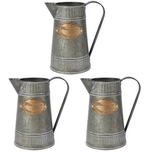 3 Stück antike Eisen Blumentopf Blumen Vase mit Griff Home Ornamente - Bild 1 von 12