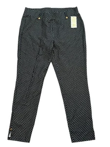 Michael KORS NWT Black Dot Pull-on Tapered Leg Pants Size L - Picture 1 of 8