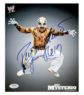 WWE REY MYSTERIO SIGNED 8X10 ORIGINAL PROMO PHOTO WITH PSA COA FROM 2010 RARE - Image 1 of 4