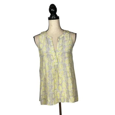 Regata JOIE amarela cinza 100% seda estampa de cobra animal tamanho: M - Imagem 1 de 4