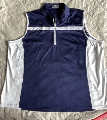 Camisa polo de golf Callaway azul blanca sin mangas, para mujer 3X Foto 1 de 4