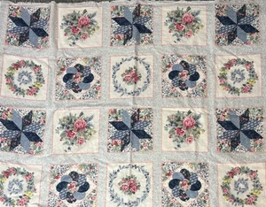 Vtg Rare Home Grown Collection Flowery Blocks Fabric Panel Frank Nelson Spectrix - Picture 1 of 2