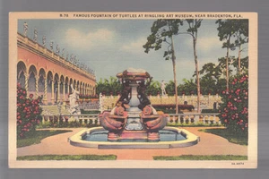 Cartolina anni '40 C T LINO~FONTANA DELLE TARTARUGHE~MUSEO ARTE RINGLING Bradenton B-78 - Foto 1 di 2