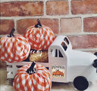 Fabrycznie nowy z metką 3 pomarańczowo-białe bawoły w kratę tkanina dynia jesień dom wiejski RAE DUNN