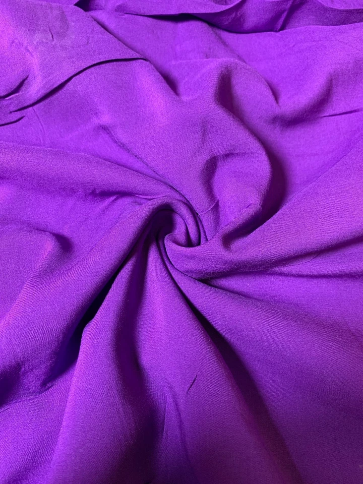 Purple Viscose Chalis Material Plain Soft Dress Craft Fabric 58" By The Meter - Image 1 of 1