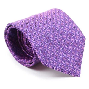 Dormeuil Pairs Purple/Pink/Navy Floral Woven Pattern 100% Silk Tie France - Picture 1 of 5