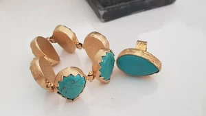 conjunto pulsera y anillo piedra turquesa Blogger insiemi Set Schmuck - Imagen 1 de 3