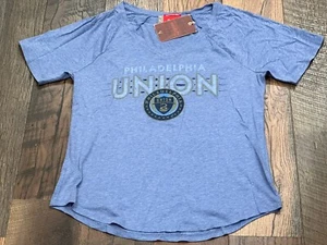 Philadelphia Union MLS Women's Mitchell & Ness Blue V-Neck Tee - NWT - Picture 1 of 4