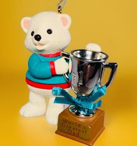 VINTAGE 1994 Hallmark Keepsake Ornament- World's Greatest Dad/Father- Teddy Bear - Picture 1 of 13