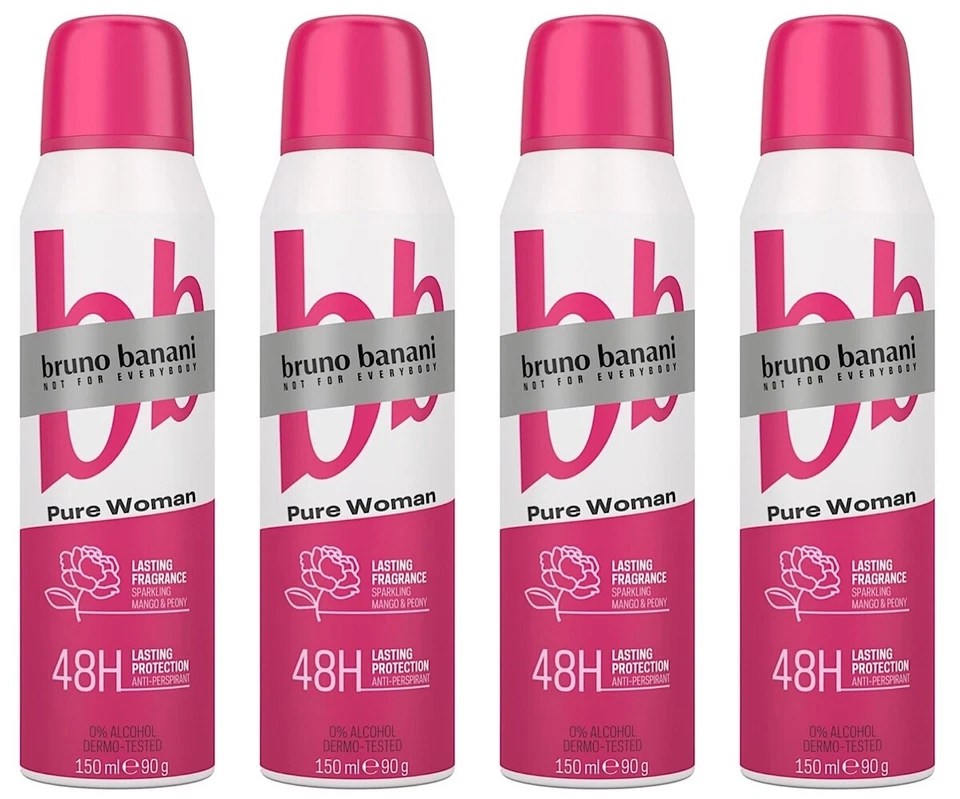 ✅ Bruno Banani Damen Deo Pure Woman Deodorant Not for Everybody 4x 150ml ✅