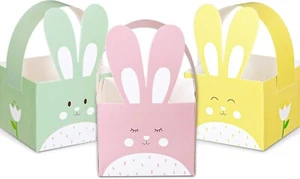 Whaline 24pcs Easter Treat Boxes Happy Easter Gift Box with Handle Cute Bunny Ra - Picture 1 of 7