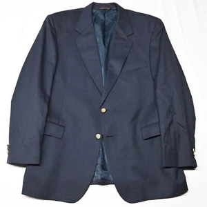 Botany 500 46L Navy Blue Gold Button 100% Wool Blazer Suit Jacket Sport Coat - Picture 1 of 12