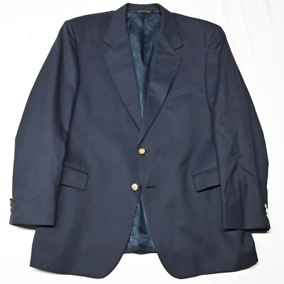 Botany 500 46L Navy Blue Gold Button 100% Wool Blazer Suit Jacket Sport Coat - Image 1 of 4