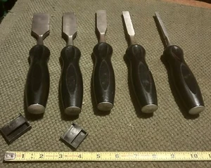 Vintage Craftsman Black Handled Wood Chisel Set (5) USA WF - Picture 1 of 4