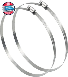 2Pcs 12"(Diameter) Adjustable 304 Stainless Steel Duct Clamps Hose Clam - Picture 1 of 12