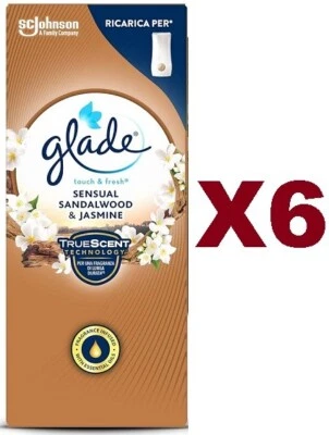 6 PZ GLADE MICROSPRAY TOUCH & FRESH SENSUAL SANDALWOOD & JASMIN RICARICA Foto 1 de 2