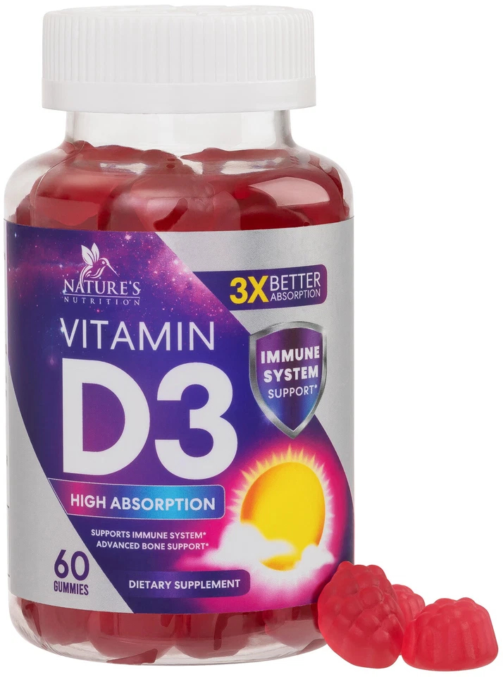 Gomitas Vitamina D3 - Suplemento Extra Fuerza 125mcg 5000IU para Adultos y Niños Foto 1 de 4
