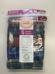 Boxer Wonder Nation ragazzo tessuto 5 paia a quadri intimo senza etichette -- taglia S - Foto 1 di 3