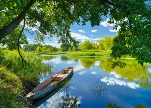 500 Pcs Jigsaw Puzzle Forest River Shore Boat Adult Kid Educational Toys Gift - Picture 1 of 4