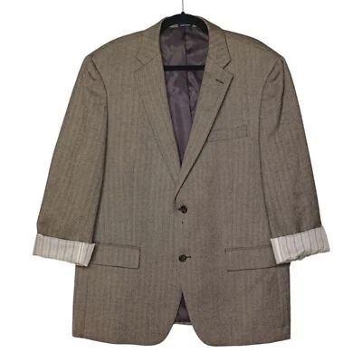 AMERICAN LIVING 100% шерсти елочка полоски кнопка блейзер коричневая куртка 44R - Изображение 1 из 4