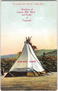 Captain Billy Mack Toppenish, WA Oxfoot Café Nativo Americano Tipi 1908 Raro - Imagen 1 de 2