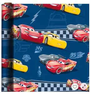 CARS 3 LIGHTNING MCQUEEN WRAPPING PAPER ROLL GIFT WRAP ANY OCCASION 20 SQFT NEW - Picture 1 of 3